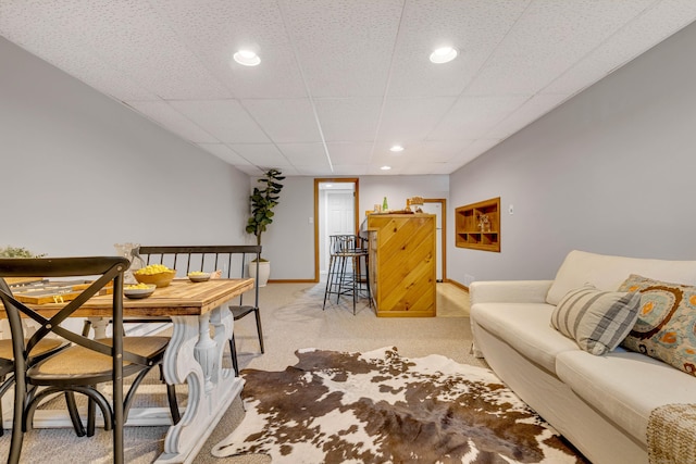 53 Pratt Rd, Plainfield, CT 06374 - living room featuring carpet flooring, recessed lighting, and baseboards