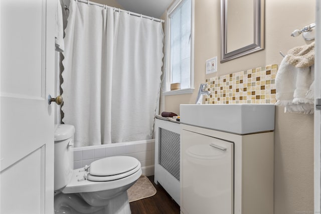 20 Cook Rd, Stamford, CT 06902 - bathroom with toilet, shower / bath combo with shower curtain, wood finished floors, and vanity