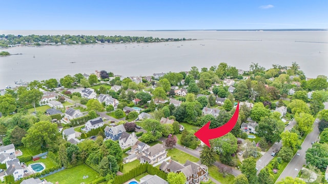 20 Cook Rd, Stamford, CT 06902 - aerial overview of property's location with a nearby body of water and nearby suburban area