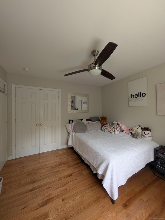 35 Snake Meadow Rd, Killingly, CT 06239 - bedroom featuring a closet, light wood-style floors, and a ceiling fan