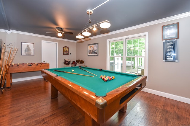 10 Heritage Way, Barkhamsted, CT 06063 - game room featuring ornamental molding, wood finished floors, pool table, and a ceiling fan