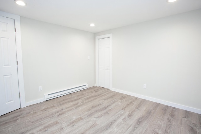 115B Torrington Ave, Canton, CT 06019 - unfurnished room with a baseboard radiator, recessed lighting, wood finished floors, and baseboards