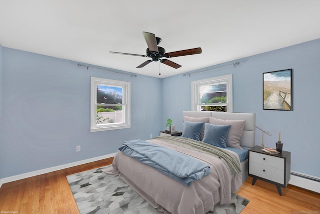 21 Enfield St, Windsor Locks, CT 06096 - bedroom with multiple windows, a baseboard radiator, baseboards, and light wood-style floors