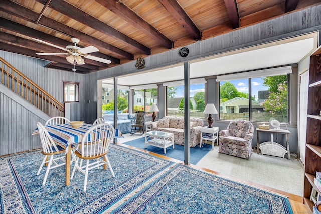7 Meriden Ave, Westbrook, CT 06498 - sunroom with plenty of natural light, wood ceiling with exposed beams, and wood finished floors