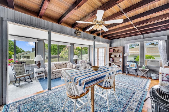 7 Meriden Ave, Westbrook, CT 06498 - sunroom with plenty of natural light, cooling unit, and beam ceiling