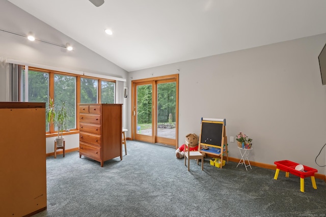 1704 Hill St, Suffield, CT 06078 - carpeted bedroom with access to exterior and vaulted ceiling