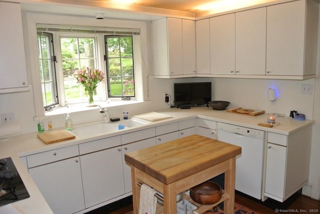 175 Tokeneke Dr, North Haven, CT 06473 - kitchen featuring white dishwasher, a sink, light countertops, and white cabinets