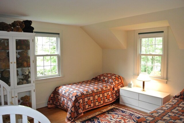 175 Tokeneke Dr, North Haven, CT 06473 - bedroom featuring wood finished floors and vaulted ceiling