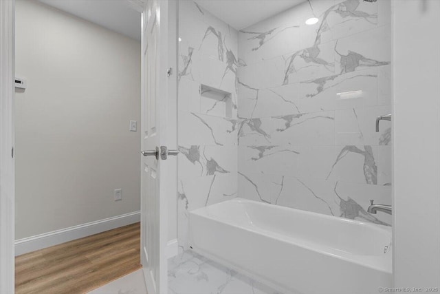 121 Lurton St, New Britain, CT 06053 - full bath featuring tub / shower combination, baseboards, and marble finish flooring