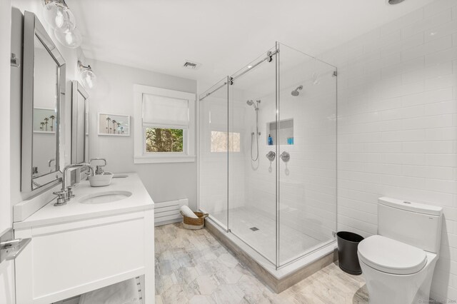 27 Quarry Rd, Stonington, CT 06355 - full bath with a stall shower, double vanity, and toilet