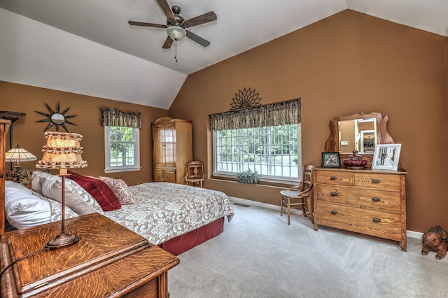 19 Old Colony Rd Unit 19, Monroe, CT 06468 - carpeted bedroom featuring vaulted ceiling, baseboards, and ceiling fan