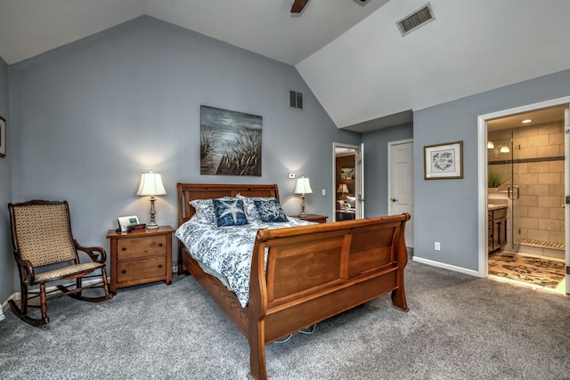 19 Old Colony Rd Unit 19, Monroe, CT 06468 - carpeted bedroom with lofted ceiling, ensuite bath, baseboards, and a ceiling fan