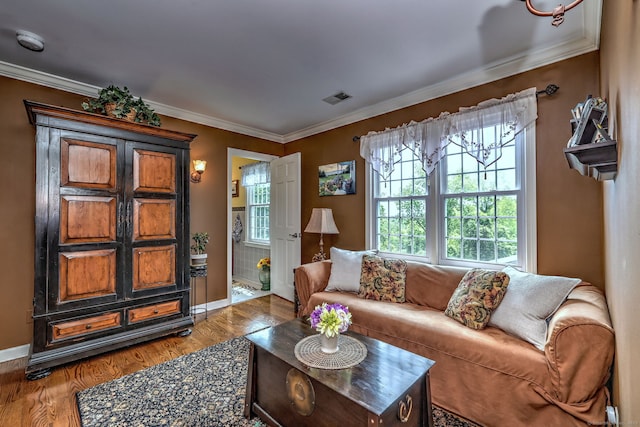 19 Old Colony Rd Unit 19, Monroe, CT 06468 - living area featuring baseboards, healthy amount of natural light, ornamental molding, and wood finished floors
