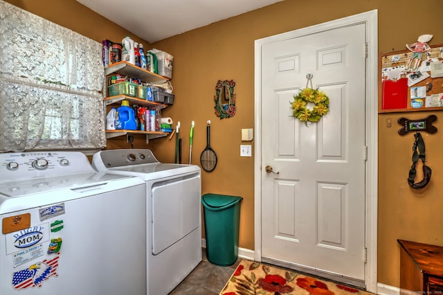 19 Old Colony Rd Unit 19, Monroe, CT 06468 - washroom with washing machine and dryer, baseboards, and tile patterned floors