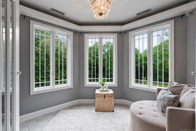 86 Charolais Way, Burlington, CT 06013 - living area featuring baseboards, a chandelier, healthy amount of natural light, and carpet flooring