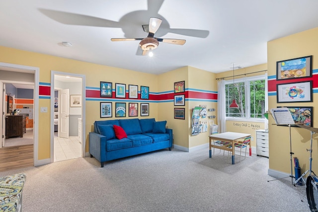86 Charolais Way, Burlington, CT 06013 - living room with carpet, ceiling fan, and baseboards