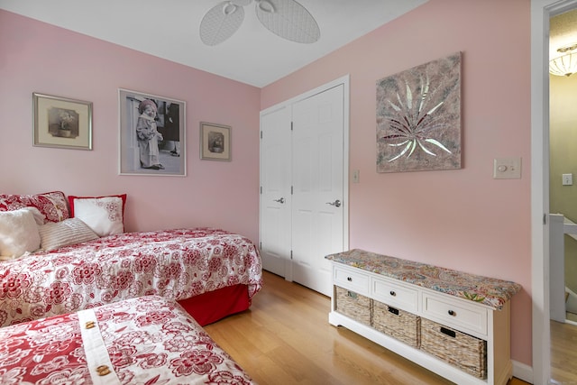 85 Viscount Dr Unit 15C, Milford, CT 06460 - bedroom featuring light wood-style floors and a ceiling fan
