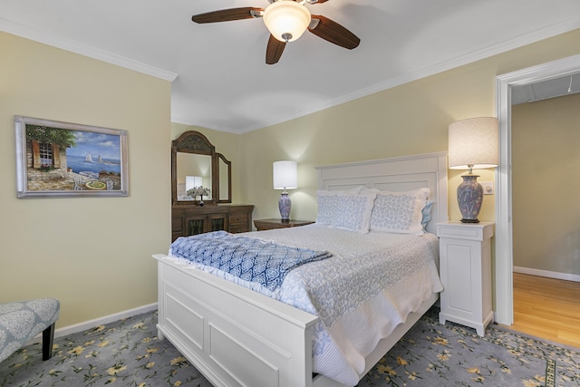 85 Viscount Dr Unit 15C, Milford, CT 06460 - bedroom with ornamental molding, baseboards, and a ceiling fan