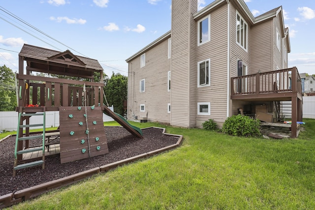 3 Jeffrey Alan Dr, Manchester, CT 06042 - view of jungle gym with a lawn, stairway, and a wooden deck