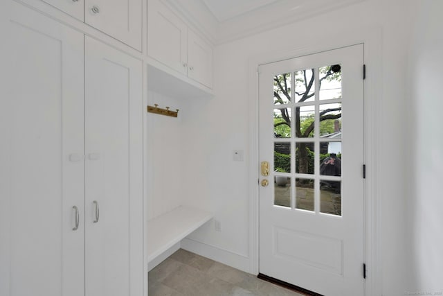 6 Prescott Ln, Greenwich, CT 06830 - mudroom featuring baseboards and ornamental molding