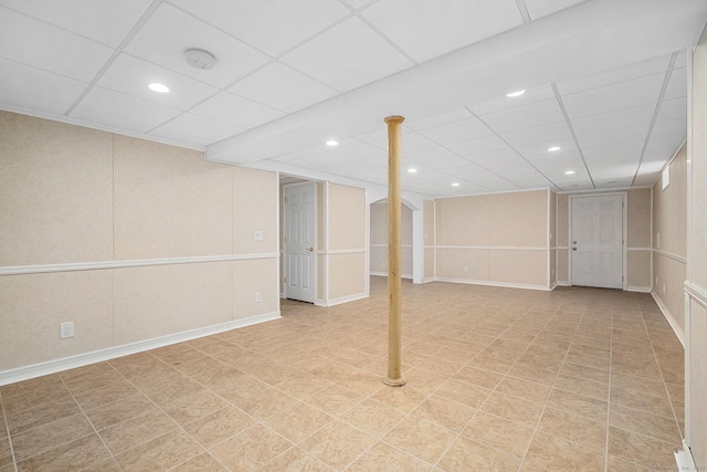 22 Loomis Dr, Coventry, CT 06238 - finished basement with recessed lighting and a paneled ceiling