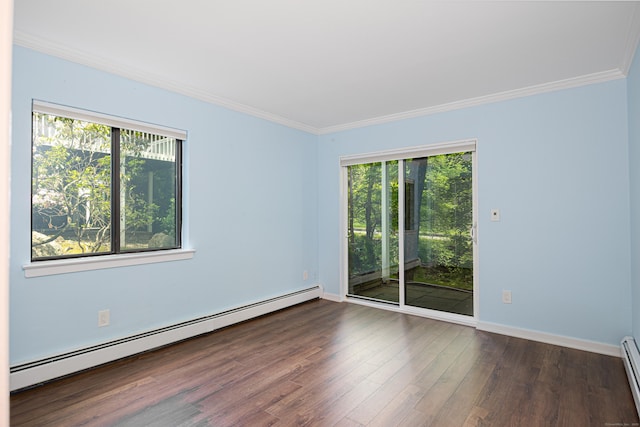 45 Ettl Ln Unit 301, Greenwich, CT 06831 - spare room featuring baseboard heating, wood finished floors, crown molding, and baseboards