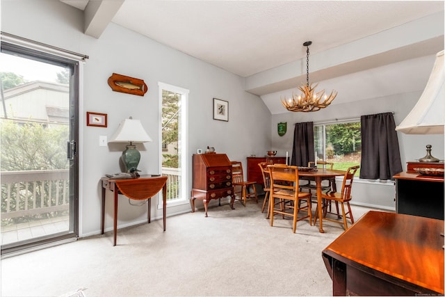 21 Heritage Vlg Unit B, Southbury, CT 06488 - dining area featuring a chandelier, light colored carpet, and baseboards