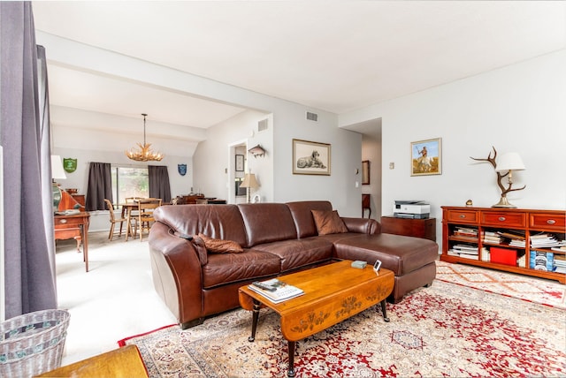 21 Heritage Vlg Unit B, Southbury, CT 06488 - living area with a chandelier and light colored carpet