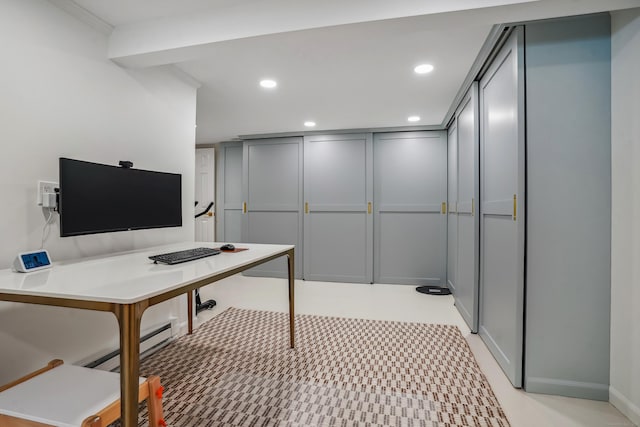 45 Coolidge Ave, Stamford, CT 06906 - home office with recessed lighting, baseboard heating, and light floors