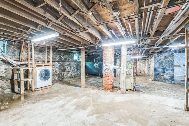 30 Mountain Ave, Winchester, CT 06098 - unfinished basement featuring washer / dryer and heating fuel