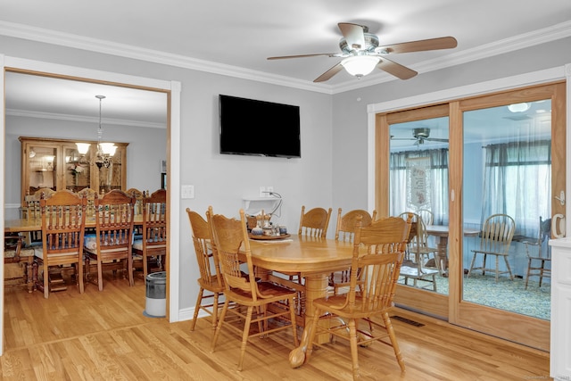 9 Marion Ct, North Haven, CT 06473 - dining room featuring ceiling fan, light wood finished floors, and ornamental molding