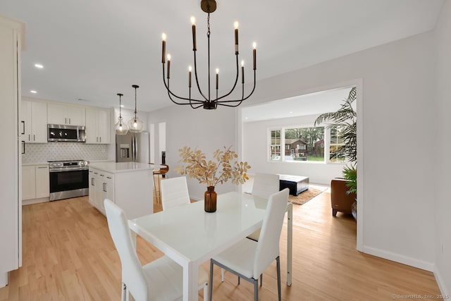 29 Magellan Dr, Milford, CT 06460 - dining space with light wood finished floors, a chandelier, and recessed lighting