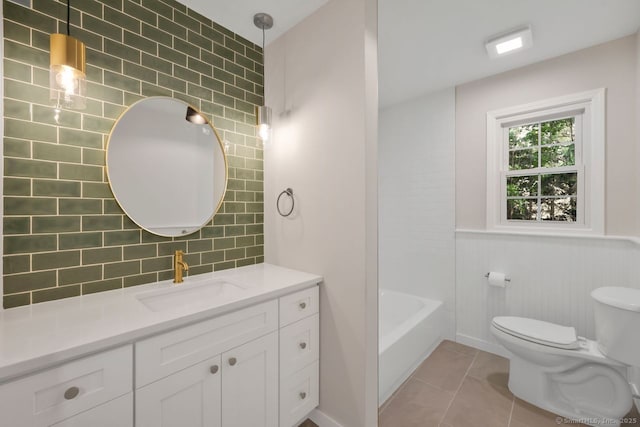 29 Magellan Dr, Milford, CT 06460 - full bathroom with vanity, tile patterned floors, and backsplash