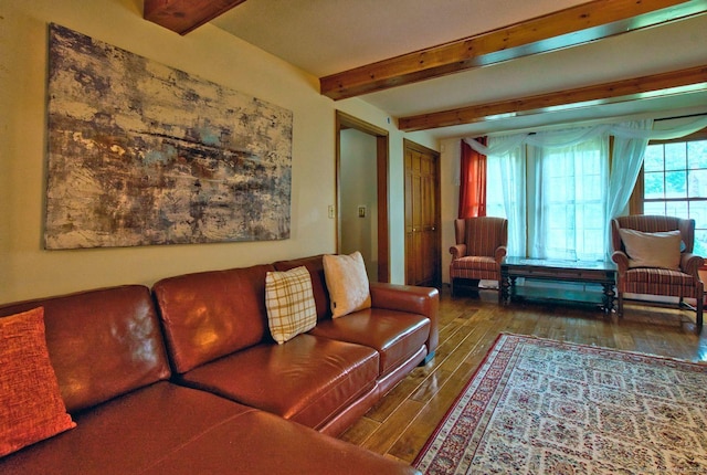 26 Lighthouse Hill Rd, Windsor, CT 06095 - living area featuring wood finished floors and beamed ceiling