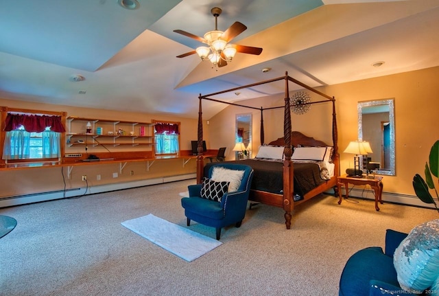 26 Lighthouse Hill Rd, Windsor, CT 06095 - carpeted bedroom featuring a baseboard radiator, multiple windows, and vaulted ceiling