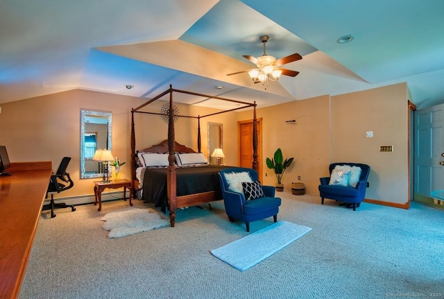 26 Lighthouse Hill Rd, Windsor, CT 06095 - bedroom with a baseboard heating unit, vaulted ceiling, carpet flooring, an office area, and baseboards