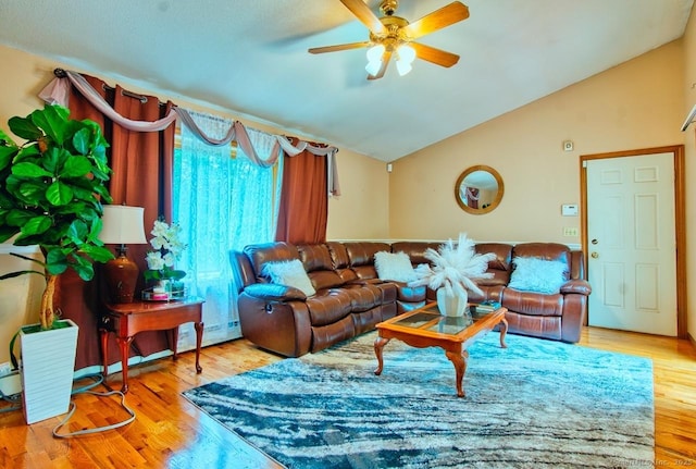 26 Lighthouse Hill Rd, Windsor, CT 06095 - living room featuring a ceiling fan, vaulted ceiling, and wood finished floors