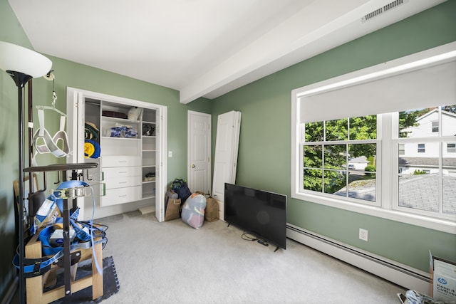 116 Grove St, Windsor Locks, CT 06096 - exercise area featuring baseboard heating and carpet