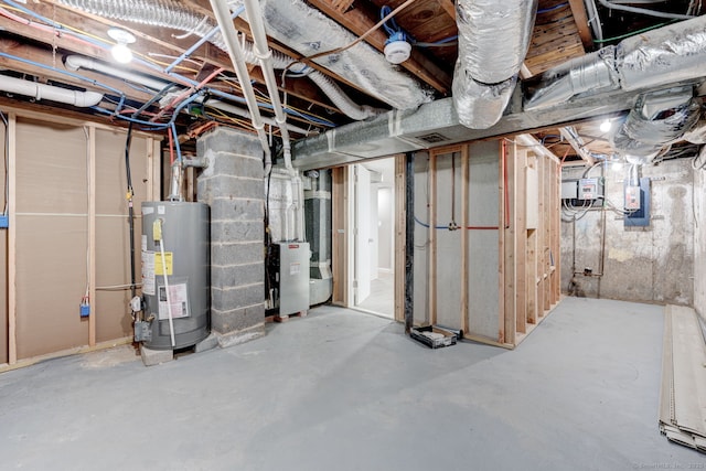 379 Belden Rd, Hamden, CT 06514 - unfinished basement with water heater and electric panel