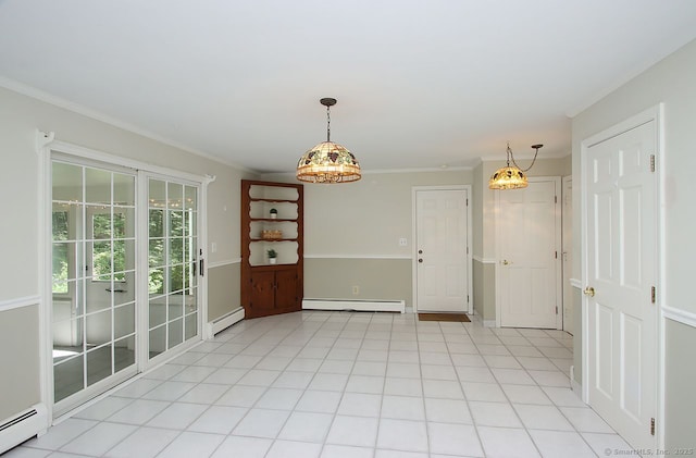467 Weekeepeemee Rd, Woodbury, CT 06798 - unfurnished dining area with baseboard heating, ornamental molding, and baseboards