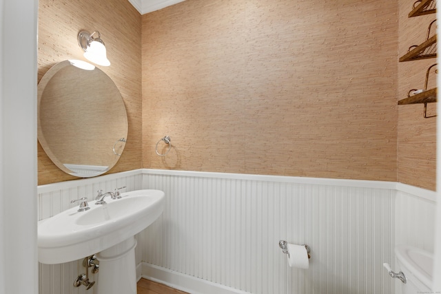 31 Pleasant St, Darien, CT 06820 - bathroom with a wainscoted wall