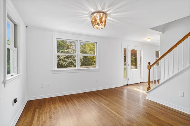40A Mount Pleasant Rd, Newtown, CT 06470 - entryway with a chandelier, stairway, wood finished floors, and baseboards