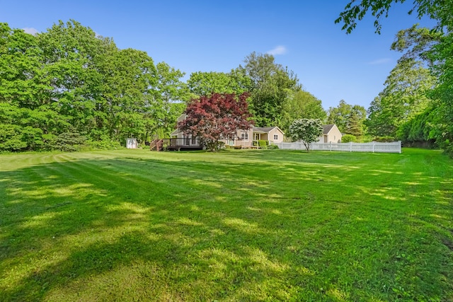 40A Mount Pleasant Rd, Newtown, CT 06470 - view of yard featuring a wooden deck and view of wooded area