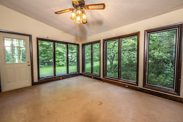 58 Wildwood Ln, Durham, CT 06422 - unfurnished sunroom featuring a textured ceiling, lofted ceiling, and healthy amount of natural light