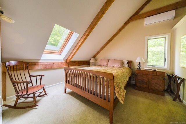 1900 Home Rd, Great Barrington, MA 01230 - carpeted bedroom featuring an AC wall unit and a skylight