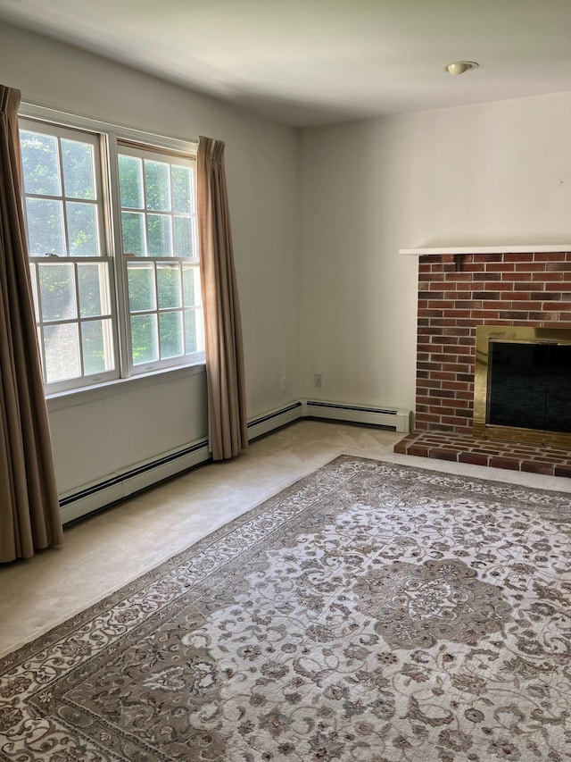 116 Taylor Rd, New Milford, CT 06776 - unfurnished living room featuring a baseboard radiator and a fireplace