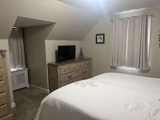 24 Westview St, Hamden, CT 06514 - bedroom with dark colored carpet, vaulted ceiling, and baseboards