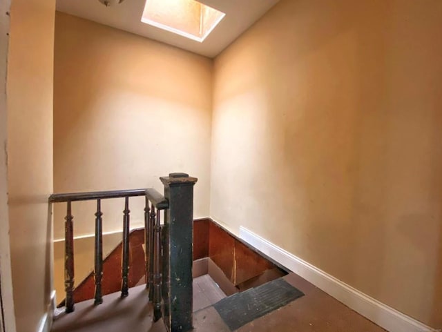 24 Townley St, Hartford, CT 06105 - stairs featuring a skylight and baseboards
