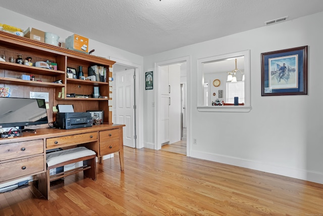 355 Farmington Ave, Bristol, CT 06010 - home office featuring light wood finished floors, a textured ceiling, and a chandelier