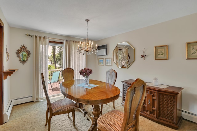 197 Hummingbird Dr, Berlin, CT 06037 - dining space with a chandelier, a baseboard radiator, and light carpet